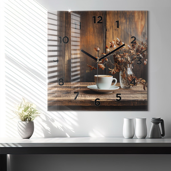 Zegar ścienny kwadratowy Kubek kawy