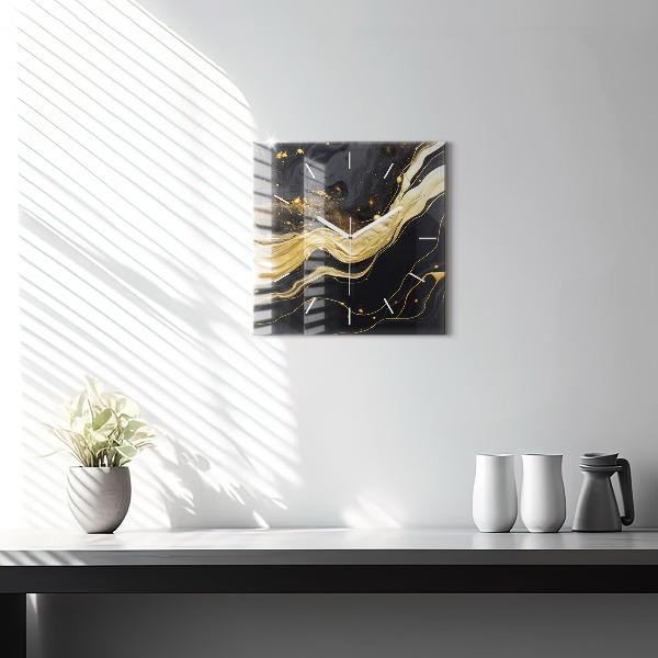 Zegar ścienny kwadratowy Złoty marmur