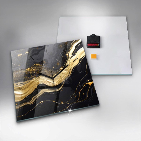 Zegar ścienny kwadratowy Złoty marmur