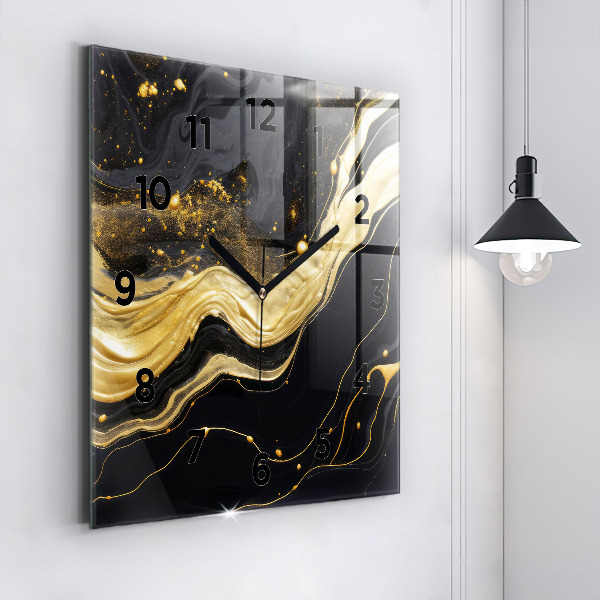Zegar ścienny kwadratowy Złoty marmur