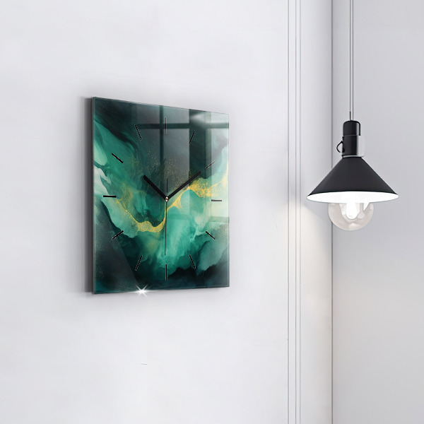 Zegar ścienny kwadratowy Zielony marmur