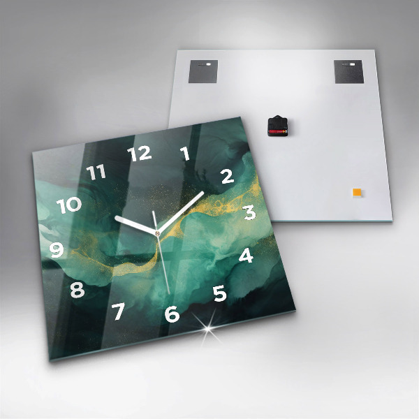 Zegar ścienny kwadratowy Zielony marmur