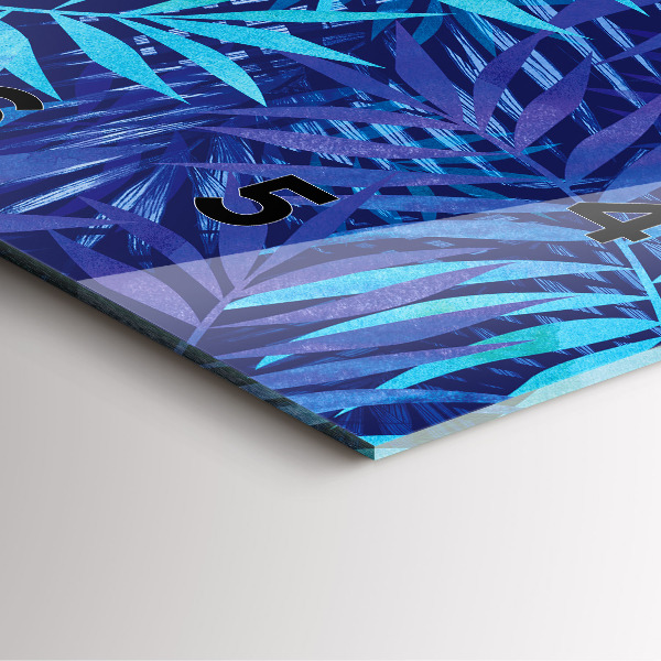 Zegar na ścianę kwadratowy Niebieski liście