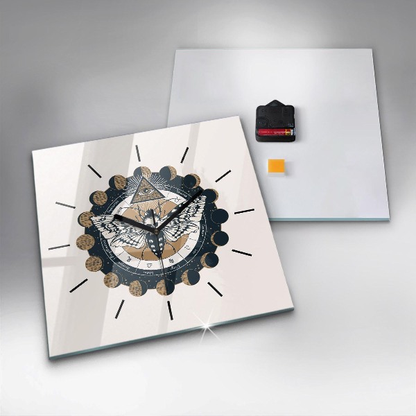 Zegar na ścianę kwadratowy Fazy księżyca i oko