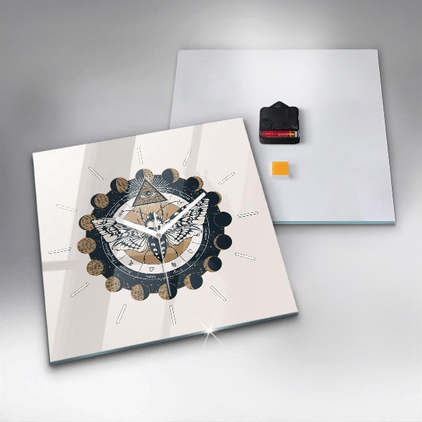 Zegar na ścianę kwadratowy Fazy księżyca i oko