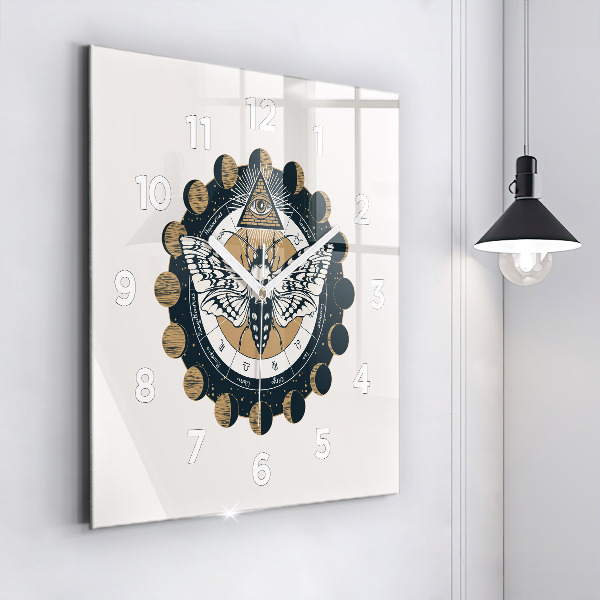 Zegar na ścianę kwadratowy Fazy księżyca i oko