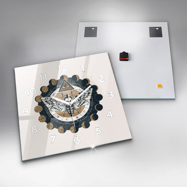 Zegar na ścianę kwadratowy Fazy księżyca i oko