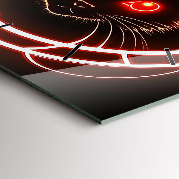 Zegar na ścianę kwadratowy Kot z czerwonymi oczami