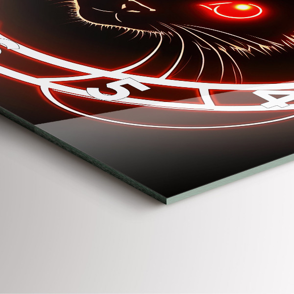 Zegar na ścianę kwadratowy Kot z czerwonymi oczami