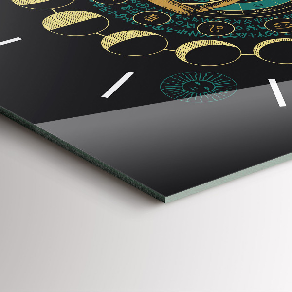 Zegar na ścianę kwadratowy Fazy księżyca i klepsydra