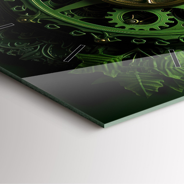 Zegar ścienny kwadratowy Zielony mechanizm