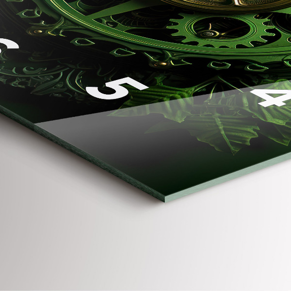 Zegar ścienny kwadratowy Zielony mechanizm