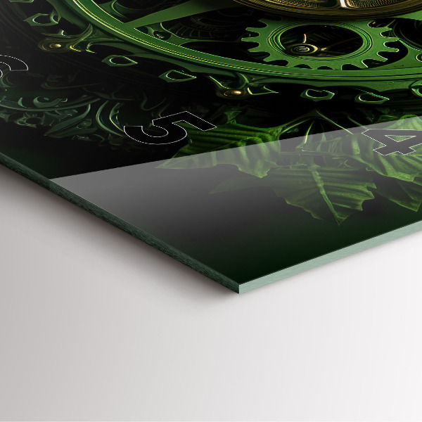 Zegar ścienny kwadratowy Zielony mechanizm