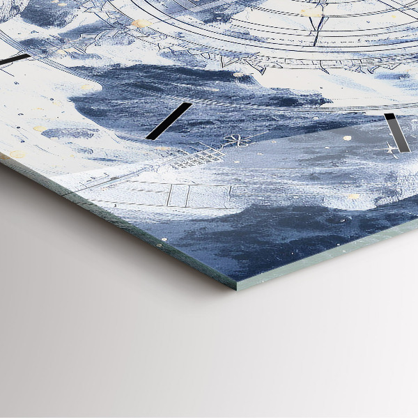 Zegar ścienny kwadratowy Niebieskie rysunki