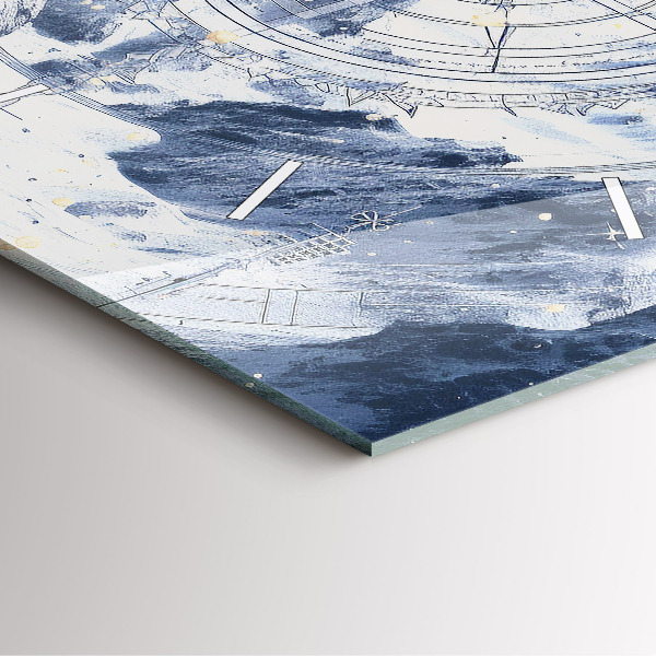 Zegar ścienny kwadratowy Niebieskie rysunki