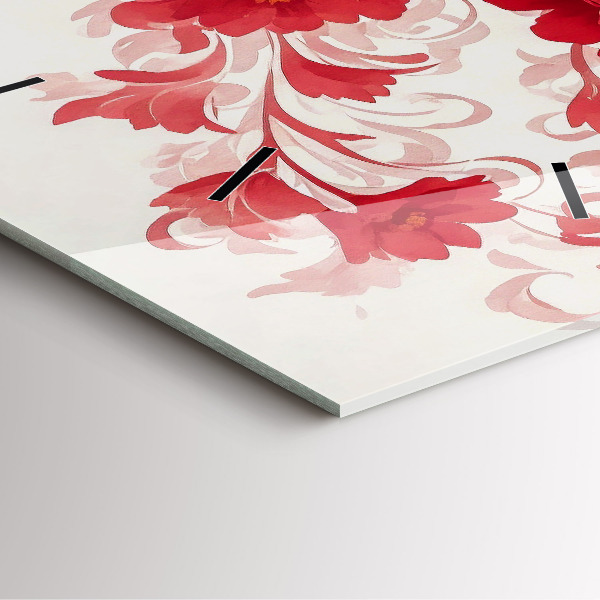 Zegar ścienny kwadratowy Czerwone kwiaty