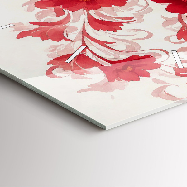 Zegar ścienny kwadratowy Czerwone kwiaty