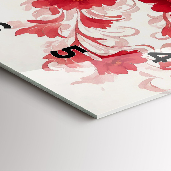 Zegar ścienny kwadratowy Czerwone kwiaty