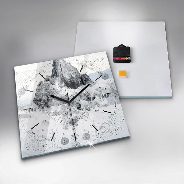 Zegar ścienny kwadratowy Rysunkowe góry
