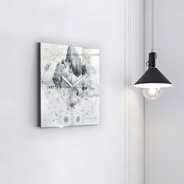 Zegar ścienny kwadratowy Rysunkowe góry