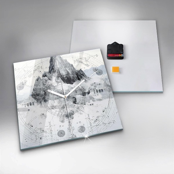 Zegar ścienny kwadratowy Rysunkowe góry