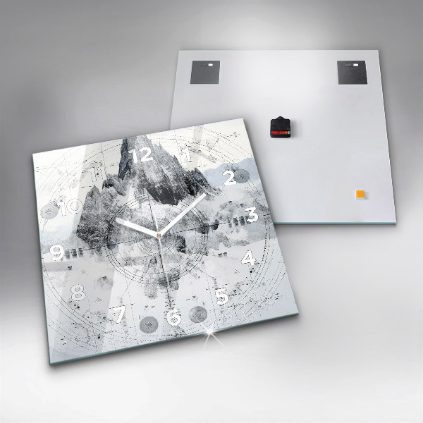 Zegar ścienny kwadratowy Rysunkowe góry