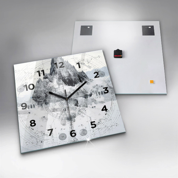 Zegar ścienny kwadratowy Rysunkowe góry