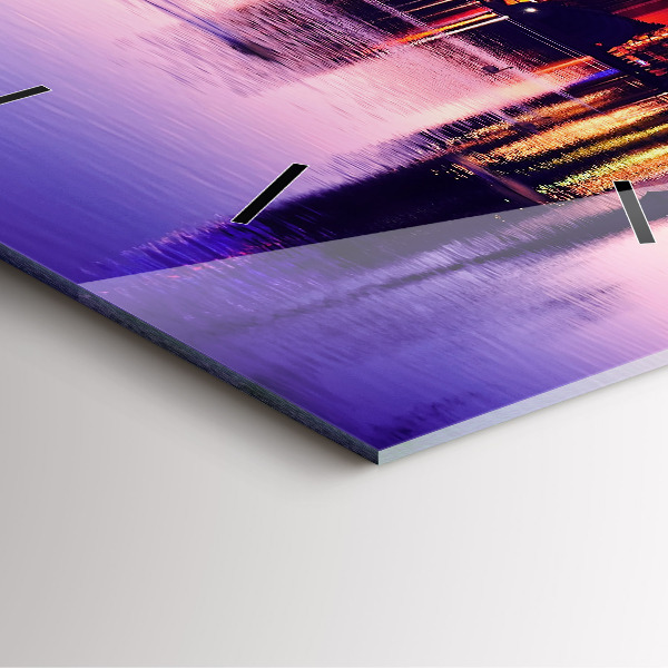 Zegar ścienny kwadratowy Wieczorna panorama miasta