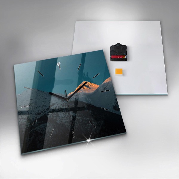 Zegar ścienny kwadratowy Zachód słońca w górach