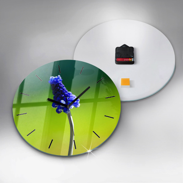 Zegar ścienny okrągły Niebieskie kwiaty