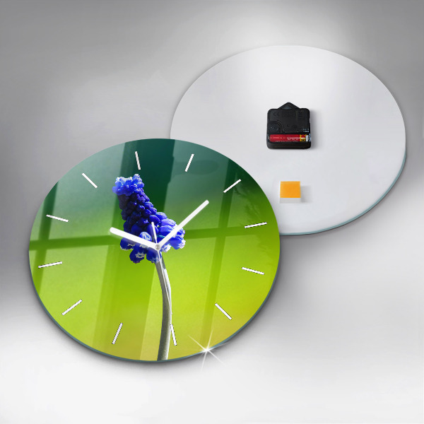 Zegar ścienny okrągły Niebieskie kwiaty