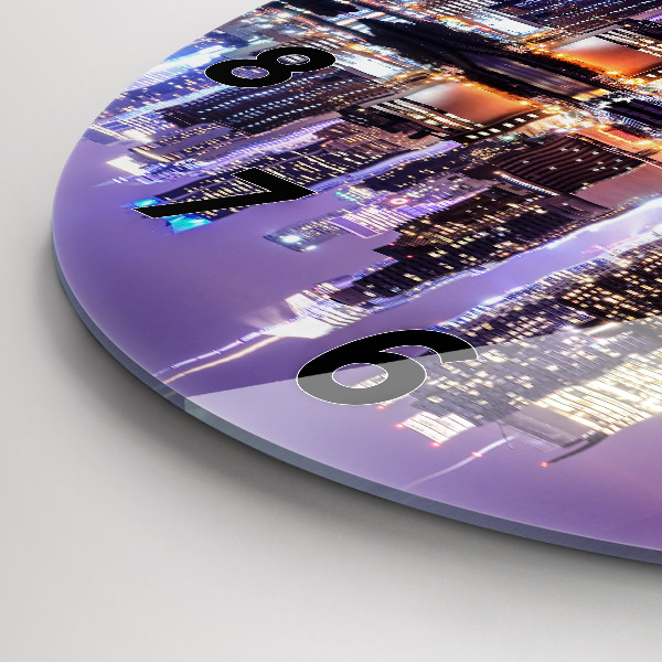 Zegar ścienny okrągły Miasto Nowy Jork nocą