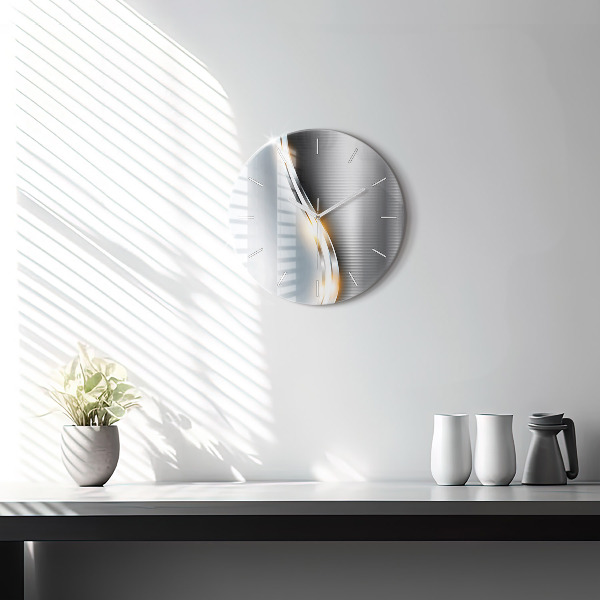 Zegar okrągły z nadrukiem Metalowa Abstrakcja