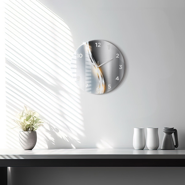 Zegar okrągły z nadrukiem Metalowa Abstrakcja