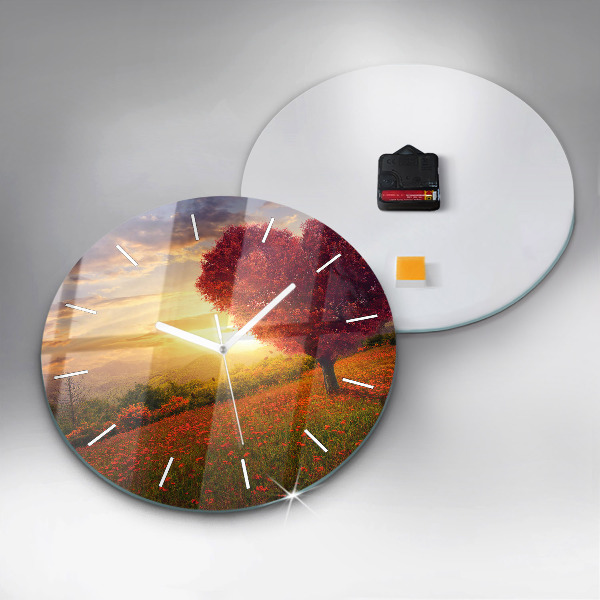 Zegar ścienny okrągły Miłosne drzewo-serce