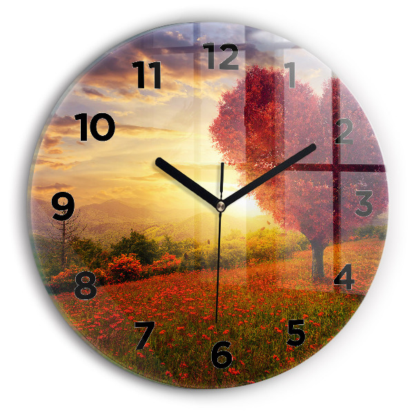 Zegar ścienny okrągły Miłosne drzewo-serce