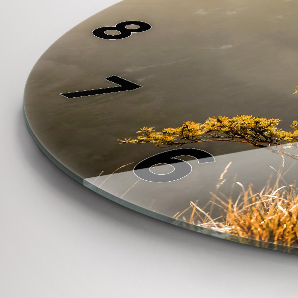 Zegar ścienny okrągły Drzewo w górach