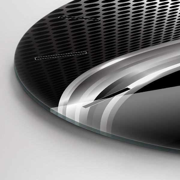 Zegar szklany okrągły Czarna abstrakcja metalu