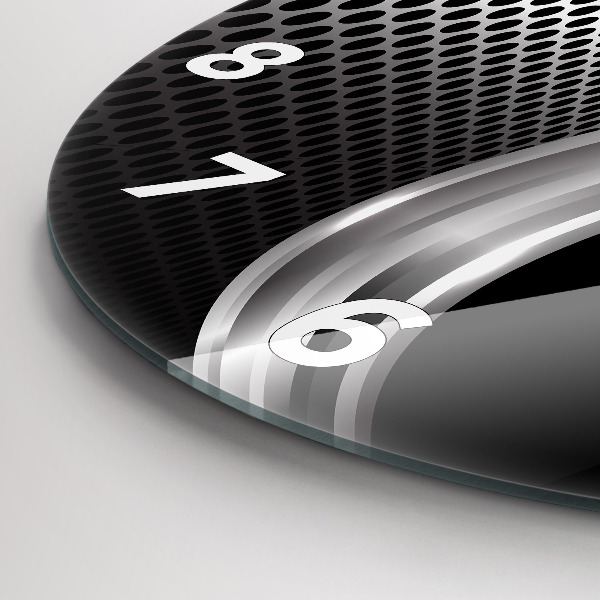 Zegar szklany okrągły Czarna abstrakcja metalu