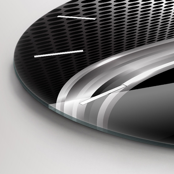 Zegar szklany okrągły Czarna abstrakcja metalu