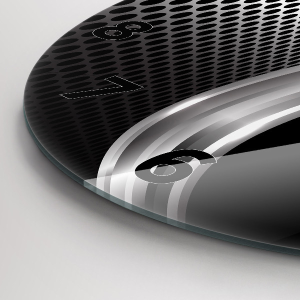 Zegar szklany okrągły Czarna abstrakcja metalu