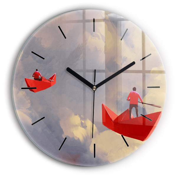 Zegar ścienny okrągły Papierowe statki