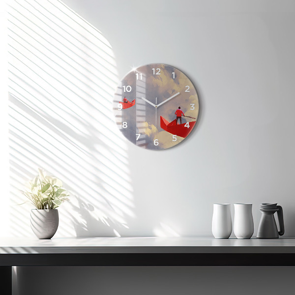 Zegar ścienny okrągły Papierowe statki