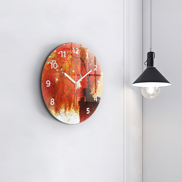 Zegar ścienny okrągły Panna młoda w jesieni