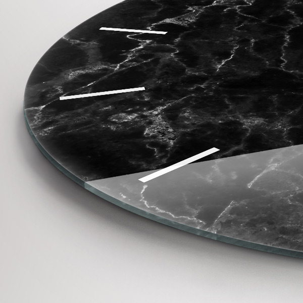 Zegar szklany okrągły Ciemny marmur