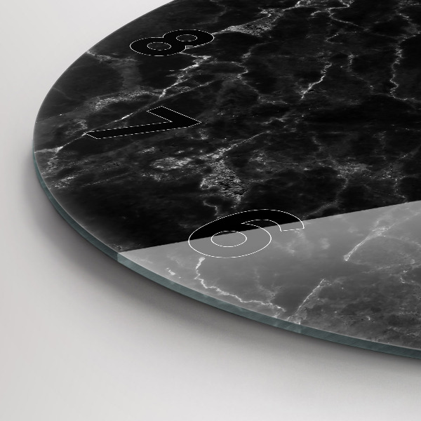 Zegar szklany okrągły Ciemny marmur