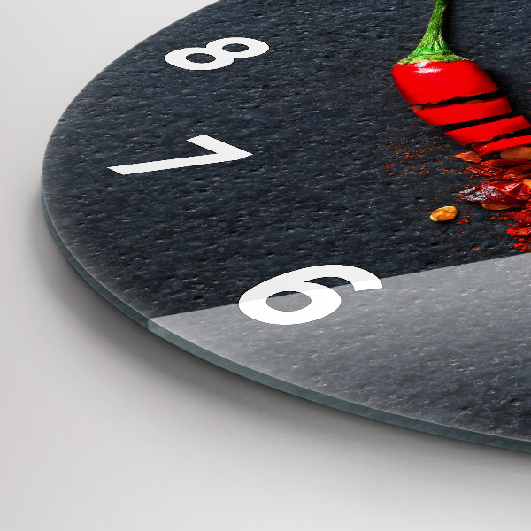 Zegar szklany okrągły Przyprawa czerwona papryka