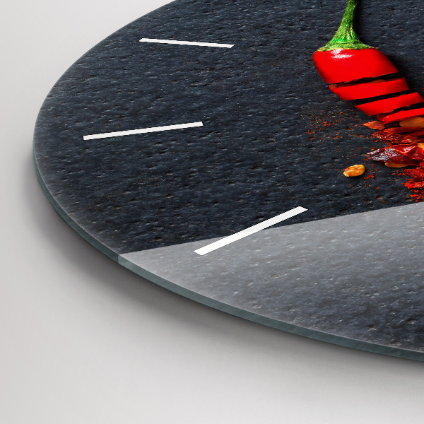 Zegar szklany okrągły Przyprawa czerwona papryka