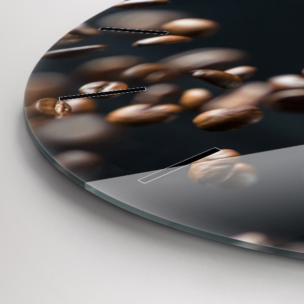 Zegar szklany okrągły Ziarna kawy