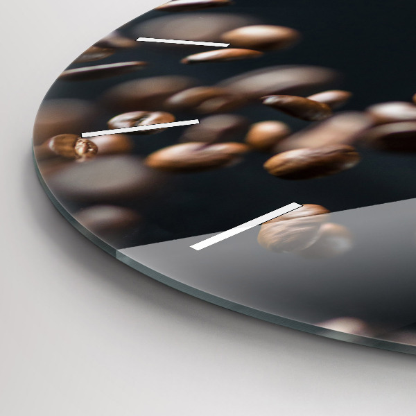 Zegar szklany okrągły Ziarna kawy